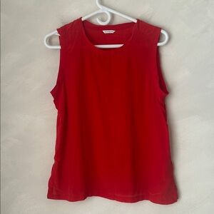 Club Monaco 100% Silk Tank, crewneck muscle tank, bright Red Orange, small